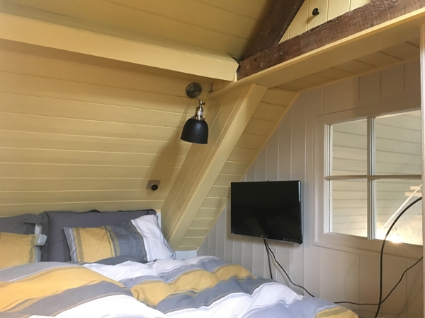 Master bedroom up the ladder /  super king size bed with en suite loo