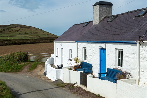 with the blue door